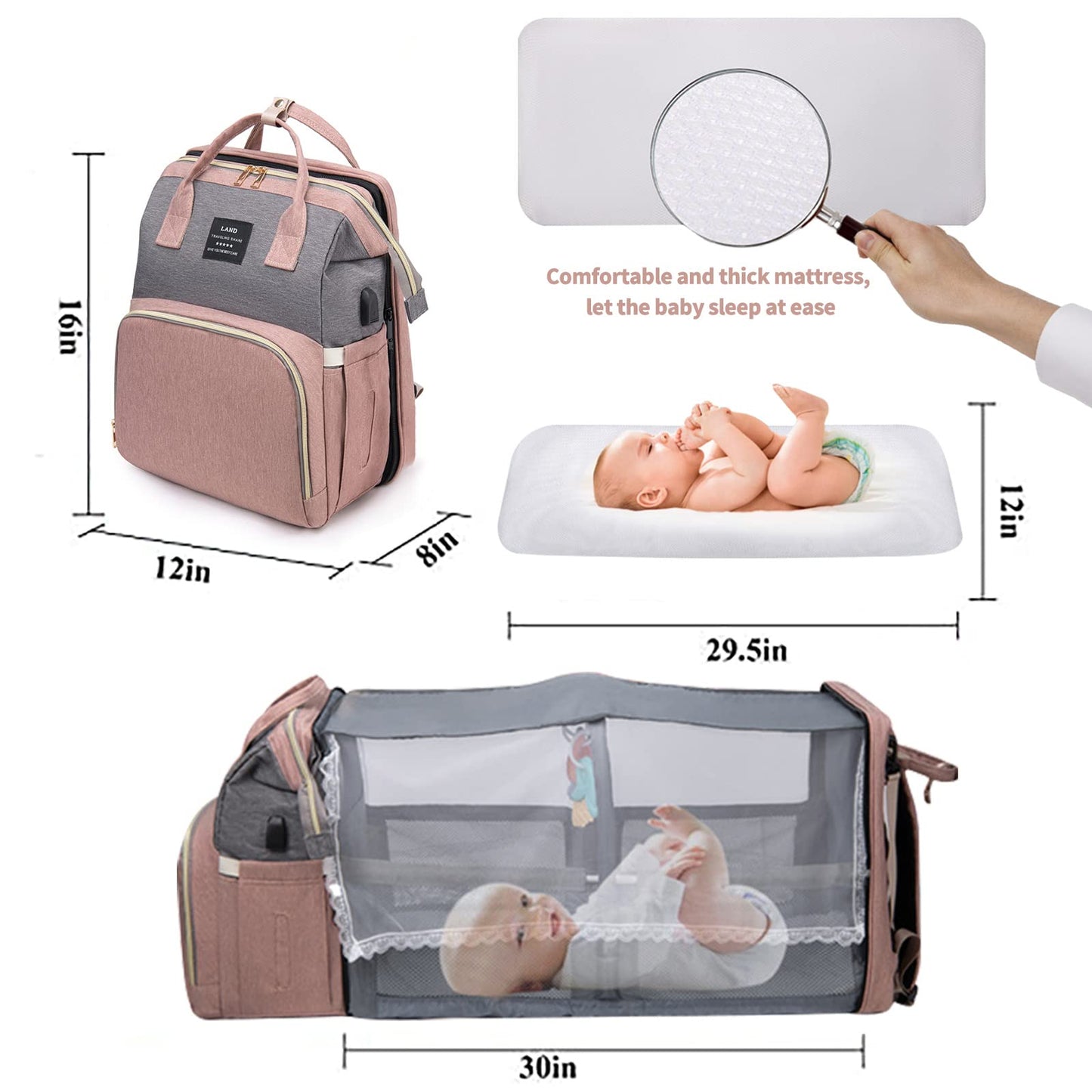Multifunctional baby bed bag